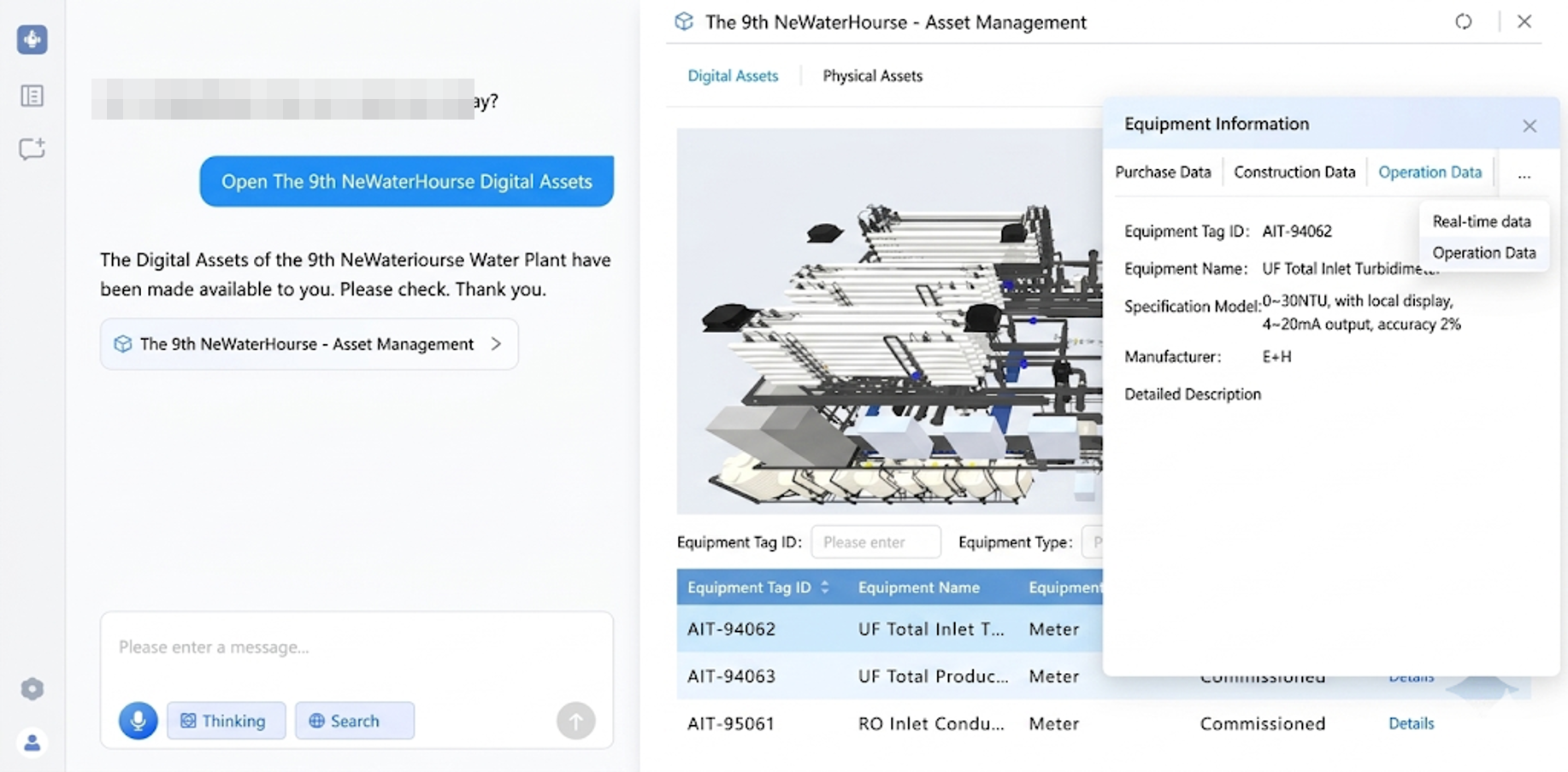 AquaX Robot Assets Management interface